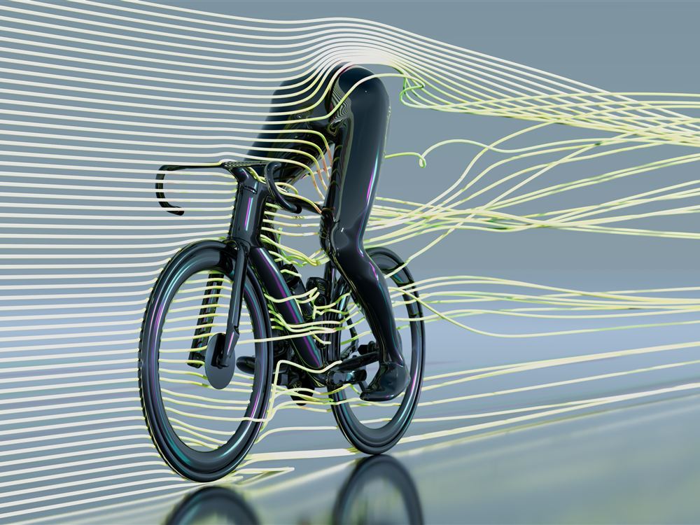 CFD streamlines around a rider on a road bike